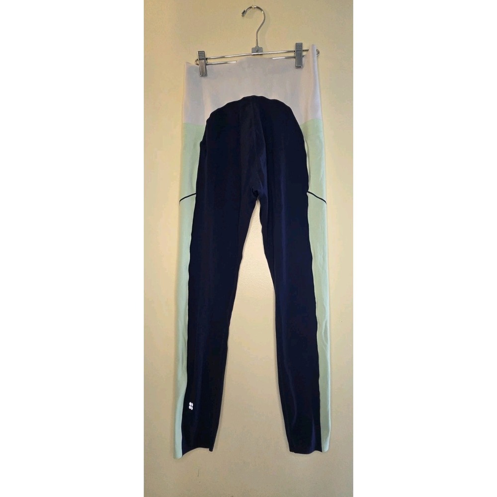 Sweaty Betty Leggings Womens MEDIUM Blue Power Stretch Yoga Gym Active Pockets